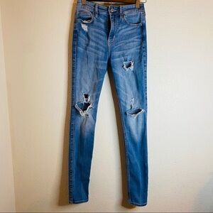 Hollister High-Rise Super Skinny Distressed Jeans.